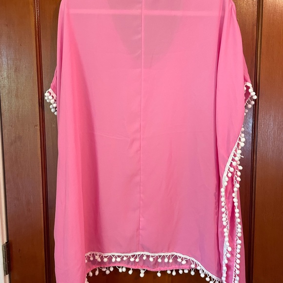 Hot Pink Poncho Style Beach Coverup - Picture 4 of 7